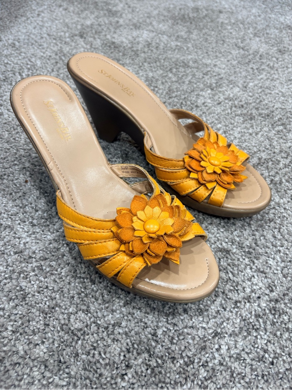 St. John's Bay Yellow Floral Slide Mules - Picture 2 of 9